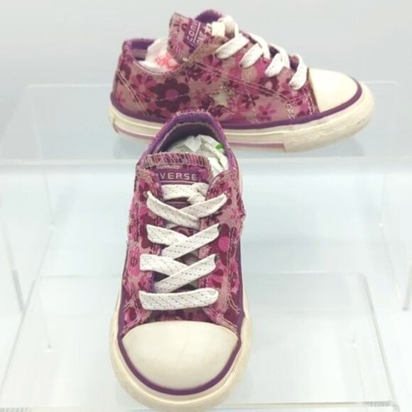 Converse Size 6 Infant/Baby/Toddler Chuck Taylor Purple Floral - Picture 1 of 8